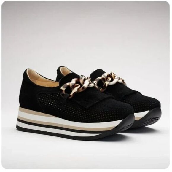 Softwaves Cadie Tassel Loafer Platform Sneakers Slip On Womens 37 US 6-6.5 Black - Picture 1 of 11